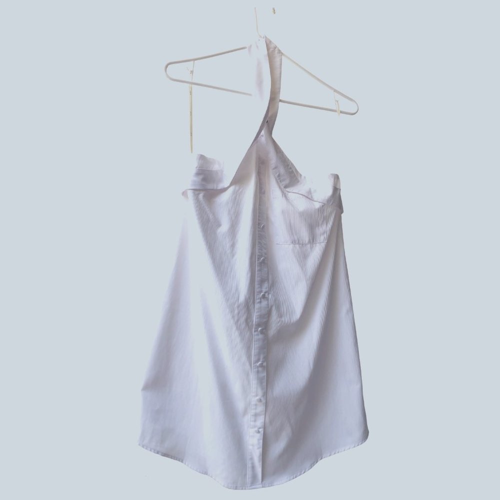J.O.A. LOS ANGELES WHITE BUTTON DOWN SHIRT HALTER DRESS